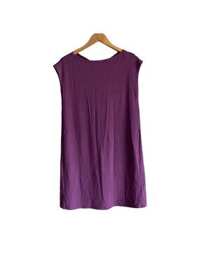 Eileen Fisher purple bateau neck viscose jersey twist back casual summer dress M